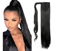 SEGO Extension Coda Capelli Clip Coda di Cavallo 65cm Ponytail Posticci Sintetici Lisci - Nero Naturale