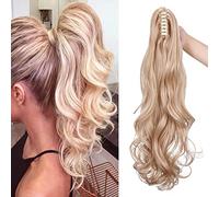 SEGO Extension Coda Capelli Clip Pinza Ricci Mossi 60cm # Biondo Cenere mix Biondo Chiarissimo - Posticci per Donna Ponytail Natural Hair di Nuova Tecnologia 150g Fascia Unica