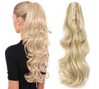 SEGO Extension Coda di Cavallo Clip Capelli Biondi Mossi Lunghi con Pinza Ponytail Extensions Ondulate Sintetiche Fascia Unica Posticci 45 cm 140g [Biondo Chiarissimo]