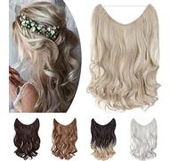 SEGO Extension con Filo Invisibile Capelli Lisci Mossi 50cm # Biondo Cenere mix Grigio Argento - Posticci per Donna senza Clip Natural Hair di Nuova Tecnologia Fascia Unica 90g