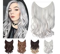 SEGO Extension con Filo Invisibile Capelli Lisci Mossi 50cm # Grigio Argento - Posticci per Donna senza Clip Natural Hair di Nuova Tecnologia Fascia Unica 90g