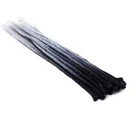 SEGO Extension Dreadlock 10 PCS Dread Treccine Rasta Ombre da Donna Capelli Lunghi Sintetici Braiding Hair 60cm - Nero/Grigio Medio/Grigio Chiaro