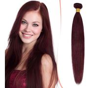SEGO Extension Matassa Capelli Veri Tessitura Virgin Human Hair Lisci 100g/pack Hair Extensions Rosse da Cucire Umani Brasiliani 40cm #99J Vino Rosso