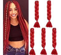 SEGO Extension Treccine Africane Afro Capelli Sintetici per Treccia Finta Braids Hair 1 Bundle Trecce Ombre Crochet Rosso 60 cm (Confezione da 5)