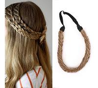 SEGO Fasce Capelli Finti Fermacoda Regolabile Treccine Extension Posticci Donna Bambina Ciocca Larga 2.5cm Pesa 45g Braiding Hair Effetto Allentato - Castano/Biondo Cenere