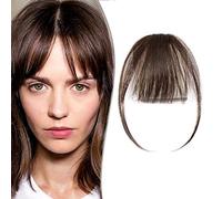 SEGO Frangetta Clip Frangia Capelli Veri con Tempie Remy Human Hair Bangs Invisibile Sottile Posticci Donna # Castano Intenso