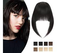 SEGO Frangia Clip Capelli Veri Frangetta Elegante Lunghezze Stesse (Misure 7cm*15cm Tempie 29.2cm) 100% Remy Human Hair Bang 14g #1B Nero Naturale