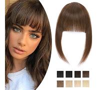 SEGO Frangia Clip Capelli Veri Frangetta Elegante Lunghezze Stesse (Misure 7cm*15cm Tempie 29.2cm) 100% Remy Human Hair Bang 14g #4 Marrone Cioccolato