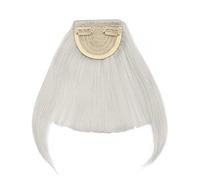 SEGO Frangia Finta Capelli Clip Frangetta Corta Frontale Extension Fascia Unica Bangs Hair Lisci Posticci Donna 30g Grigio Argento