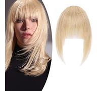 SEGO Pony - Extension in capelli veri con clip in fringe Real Hair Bangs One Piece extension 100% capelli umani naturali biondo medio #24 frangia curvata 6" (15 cm), 14 g