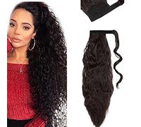 SEGO Postiche coda di cavallo riccia ombreggiata - Corno Wave Ponytail estensione coda di cavallo capelli - Capelli finti coda di cavallo ondulata onda di mais - 20 "(50 cm) castano scuro