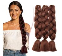 SEGO Treccia Finta 3 Ciocche per Treccine Africane Capelli Fibre Extension Lunghe 60cm Afro Braiding Hair Ombre Colorate Donna Bambina 300g, 33# Castano Ramato Scuro