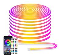 segrass 15 m LED Neon Rope Controllo con app/telecomando, striscia flessibile a LED, multiple modalità, IP65 Outdoor RGB Neon Lights Waterproof,Music Sync Gaming LED Neon Strip Lights for Bedroom