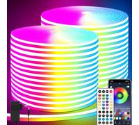 segrass Striscia LED neon IP65, impermeabile, 40 m, per camera da letto, flessibile, con controllo remoto/app, striscia luminosa RGB per interni ed esterni, camera da letto, decorazione della casa