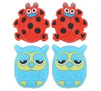 Segrehy Ammortizzatori vibranti per racchette da tennis, in silicone di alta qualità, motivo: animali cartoni animati, set da 4 (ladybird rosso 2,7 cm/1,06 in gufo 2,8 cm/1,1 in)