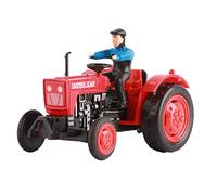 Segrehy Farm Tractor Toy Simulation Vehicle Sturdy Alloy Engineering Farmer Car Model for Kids Children Pretend Play Educational Gift (Red)