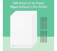 Segrehy Il kit di sostituzione premium per accessori per penna per penna digitale Bisofice include 120 Fogli di carta A5 10 ricariche di penna a sfera per una registrazione di prelievi