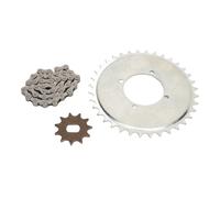 Segrehy Kit Catena con pignone di Trasmissione Combinato da 38 Maglie, ingranaggio in Acciaio Dorato Tipo H da 11 Denti per Bici elettriche e motociclette con Motore CC