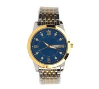Segrehy Orologio da uomo al quarzo luminoso luminoso da appuntamento da giorno impermeabile orologio casual con fascia in acciaio inossidabile per uomini (Oro blu)