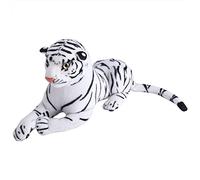 Segrehy Peluche artificiale tigre farcito animale realistico grande gatto morbido cuscino giocattolo per bambini decorazione della scuola materna bianco 30 cm