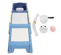 Segrehy Retractable Shampoo Chair for Kids with Soft Padded Cushion Armrests Head Pillow Non Slip Toddler Hair Washing Station Plastic (Blue)