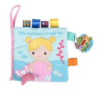 Segrehy Sonaglio per Bambini Libro di Stoffa Modello Simpatico Cartone Animato Tessuto Morbido Giocattolo Educativo Precoce con Etichetta di Sonaglio in Carta Sonora Specchio Distorcente (Tag Sirena)