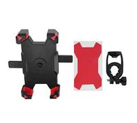 Segrehy Supporto per telefono da bicicletta con chiusura a una chiave girevole Supporto per navigazione per auto antiurto Rosso nero per bici da ciclismo Supporto per manubrio in PVC (Rosso)