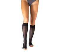 SEGRETA 00022 (Nero, L) Gambaletti Punta Aperta Uomo e Donna Compressione Graduata, Calze con Tallone Anatomico e Bordo Confortevole, 140 Den, 18-22 mmHg