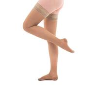 SEGRETA 00145 (Noisette, M) Calze Autoreggenti Compressione Graduata, Donna e Uomo, con Morbida Banda di Silicone in Pizzo, 18-22 mmHg