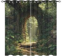 Segreti Della Junglea Tende Oscuranti Soggiorno 140L x 260A cm (2 Pannelli) Verde Tende Termiche Isolanti con Occhielli per Camera da Letto Dei Bambini Decorazione Finestre