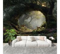 Segreto Della Junglea Fantastica Carta da Parati Fotografica Panorama Effetto 350x256 cm Verde Decorazione per la Casa per Pareti per Camera Da Letto Sala Fotomurali In Tessuto Non Tessuto