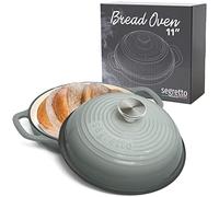 Segretto Cookware Padella per pane in ghisa smaltata con coperchio, 28 cm, grigio Scuro (grigio), forno per pane in ghisa per lievito naturale, forno olandese per pane