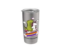 Segui i tuoi sogni T-Rex Dino Rainbow Funny Unicorn Lover Bicchiere termico in acciaio inox doppia parete