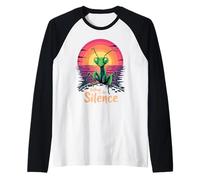 Segui Il Silenzio Pregando Mantide Tramonto Arte Maglia con Maniche Raglan