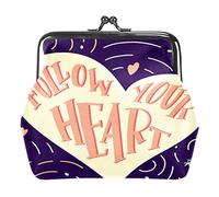 Segui il tuo cuore Cute Love Portamonete in pelle PU da donna Portamonete con mini fibbia per ragazze