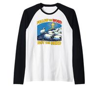Segui la Parola, Non la mandria Christian Faith Sheep Cross Maglia con Maniche Raglan