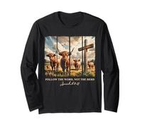 Segui la Parola Non la mandria Christian Western Highland Cow Maglia a Manica