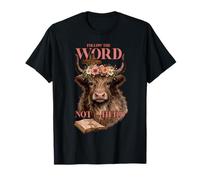 Segui la Parola Non la mandria Christian Western Highland Cow Maglietta