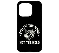 Segui la parola non mandria Highland Cow Spirit Custodia per iPhone 15 Pro