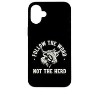 Segui la parola non mandria Highland Cow Spirit Custodia per iPhone 16 Plus