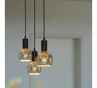 SEGULA Lampada a sospensione Madox Square 3X Wave, nera, acciaio, E27 Segula