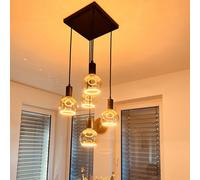 SEGULA Lampada a sospensione Madox Square 5X Wave, nero, acciaio, E27 Segula