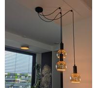 SEGULA Lampada a sospensione Spyder 3 Wave, nera, a 3 luci Segula