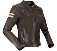 Segura Romeo Giacca in pelle da moto da donna, marrone/bianco, Taglia 46