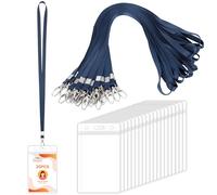 Segus Cordino Porta Badge, 20 Pezzi Portabadge con Portachiavi Collo, Lanyard con Porta Badge Collo, per Studenti, Dipendenti, Infermiere (Blu Scuro, Verticale)