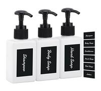 Segus Dispenser Shampoo e Bagnoschiuma, Dispenser Sapone Bagno, 3 Pezzi Bottiglia a Pompa 100ml, Dispenser Sapone Doccia con Etichetta Impermeabile, Pratico and Portatile