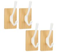 Segus Ganci Adesivi, 4 Pezzi Ganci Autoadesivi in Bambù, Appendini Adesivi, Appendiabiti da Parete, per Soggiorno, Camera da Letto, Ufficio