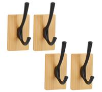 Segus Ganci Autoadesivi in Bambù, 4 Pezzi Gancio da Parete Resistente, Appendino Adesivo per Soggiorno, Camera da Letto, Ufficio (Nero)