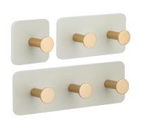 Segus Ganci di Bambù, 3 Pezzi Ganci da Parete Adesivi, Appendini Adesivi, Senza Forare, per Cappotto, Cintura, Cuffia (Grigio)