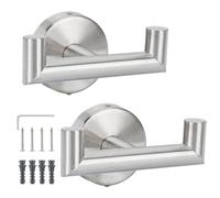 Segus Gancio Accappatoio Doccia, 2 Pezzi Appendino da Muro, Gancio Appendiabiti da Parete, Ganci Bagno Impermeabile, Gancio con Viti per Cucina, Soggiorno, Camera da Letto (Argentato)